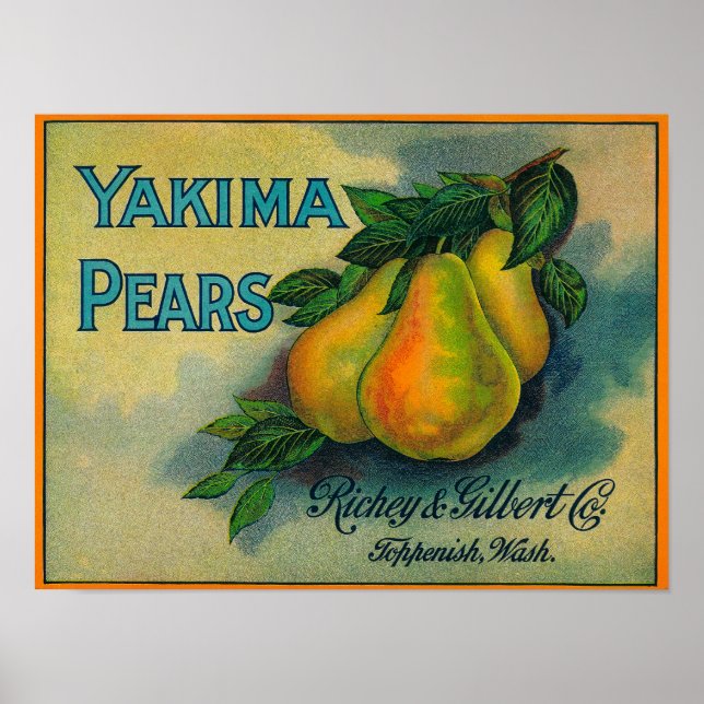 Yakima Pears Crate LabelToppenish, WA Poster (Front)