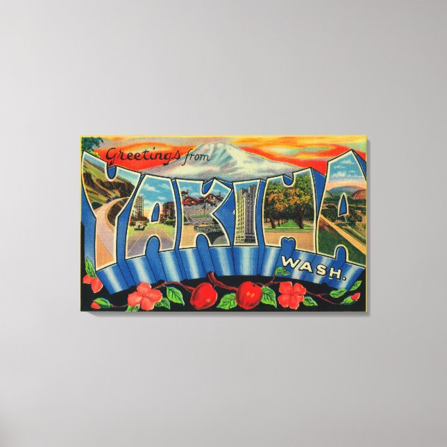 Yakima, Washington - Large Letter Scenes 2 Canvas Print (Front)