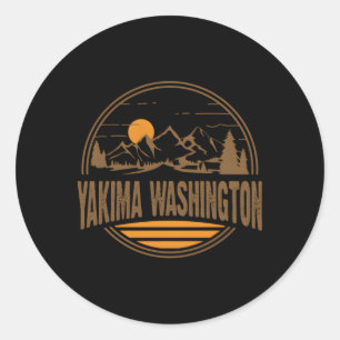 Yakima Washington Mountain Hiking Print Classic Round Sticker