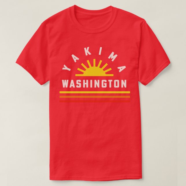 Yakima Washington Retro Vintage Stripes Sunset T-Shirt (Design Front)