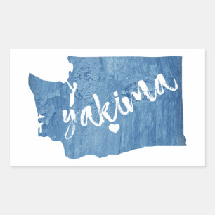 Yakima Washington Wood Grain Rectangular Sticker