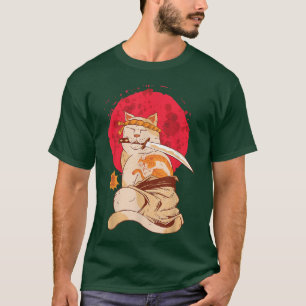 Yakuza Cat Japanese Samurai Sword Katana Japan Tig T-Shirt
