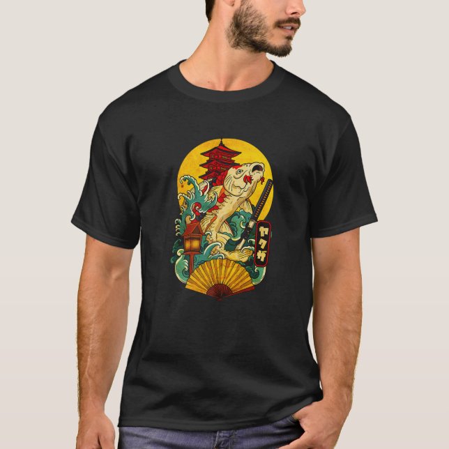 Yakuza Japanese Aesthetic Koi Carp With Katana Swo T-Shirt (Front)