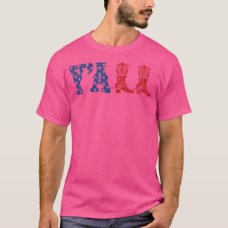 Y'All 	 American Flag Western Country Cowgirl Tee