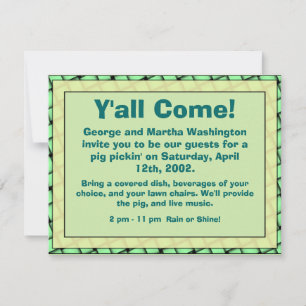 "Y'all Come" Informal Party Invitation