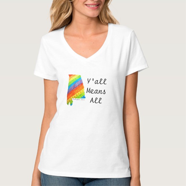 Y'all Means All V-neck Tee (Front)