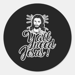 Yall Need Jesus Christmas Classic Round Sticker