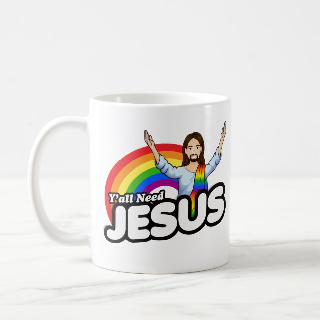 Yall need Jesus - Rainbow Jesus Coffee Mug (Left)