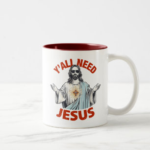 Y'all Need Jesus Two-Tone Coffee Mug