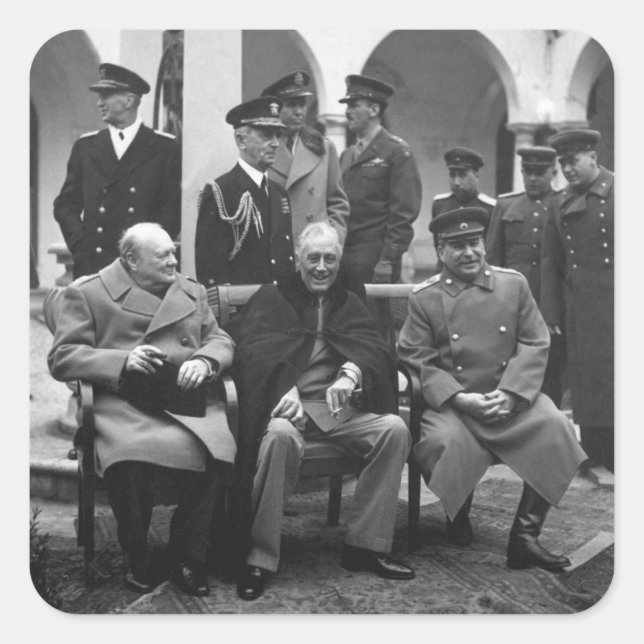 Yalta Conference Roosevelt Stalin Churchill 1945 Square Sticker (Front)