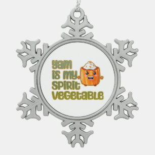 Yam Is My Spirit Vegetable Classic Snowflake Pewter Christmas Ornament