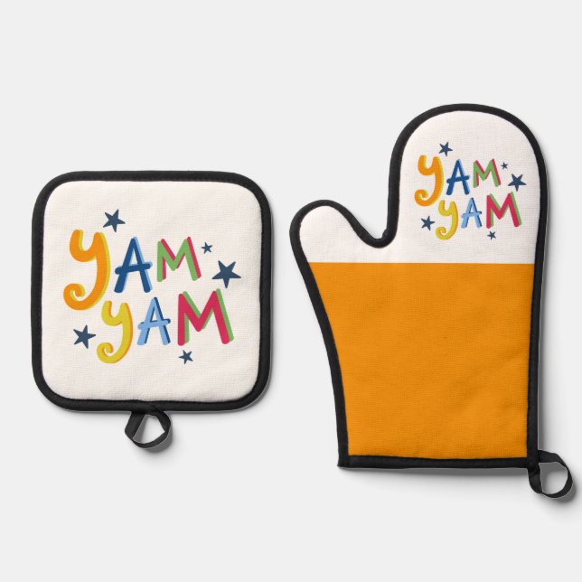 Yam Yam Black Country Apron Oven Mitt & Pot Holder Set (Front)