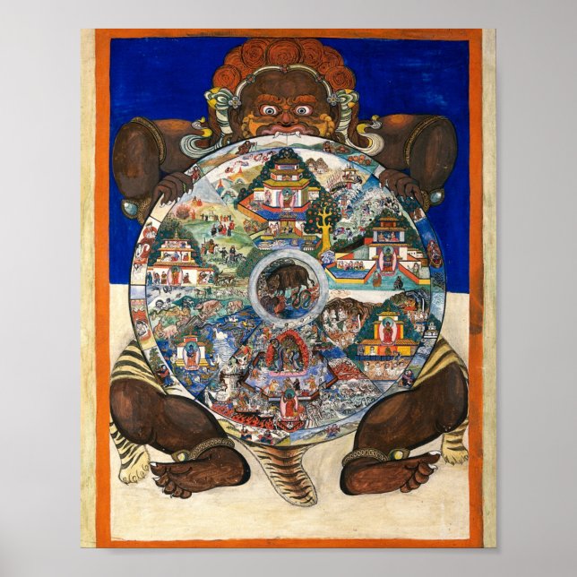 Yama The Lord Of Death Holding The Wheel Of Life Poster (Front)