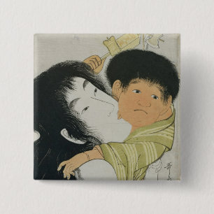 Yama-Uba and Kintoki 15 Cm Square Badge