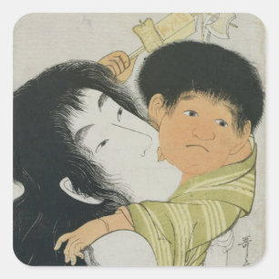 Yama-Uba and Kintoki Square Sticker