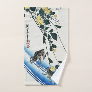 Yamabuki and Frog, Hiroshige, Ukiyo-e Hand Towel