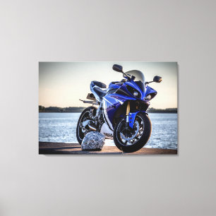 Yamaha R1 Motorcycle Wrapped Canvas