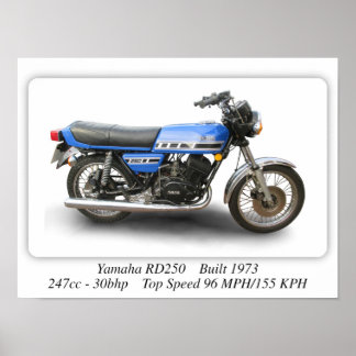 Yamaha RD250 Motorcycle - A3 Size Print Poster