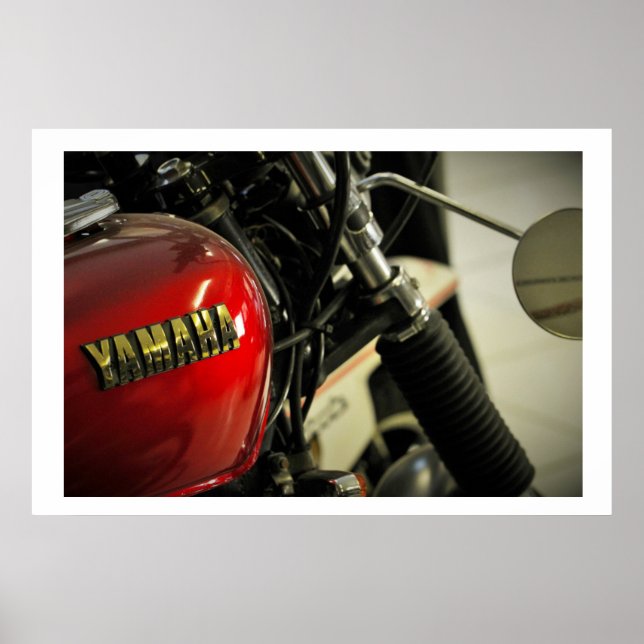 Yamaha Red Golden Motorcycle Motorbike Poster (Front)