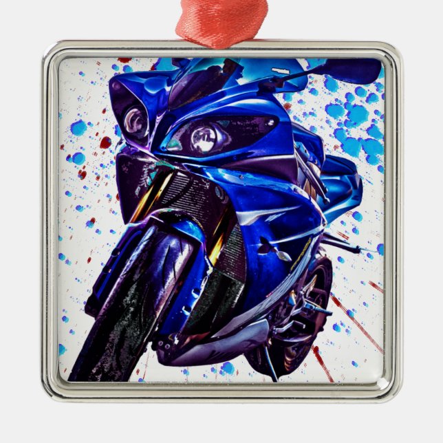 Yamaha YZF R1 Art Print Metal Tree Decoration (Front)
