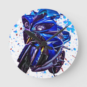 Yamaha YZF R1 Art Print Round Clock