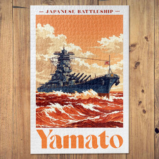 Yamato Japanese Battleship Vintage Maritime Poster Jigsaw Puzzle