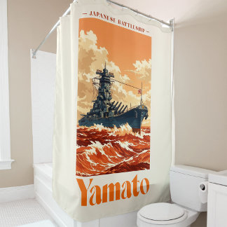 Yamato Japanese Battleship Vintage Maritime Poster Shower Curtain