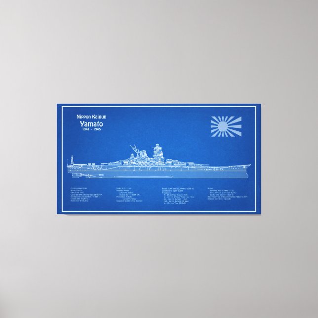 Yamato - Ship Blueprint Plans ABD Canvas Print (Front)