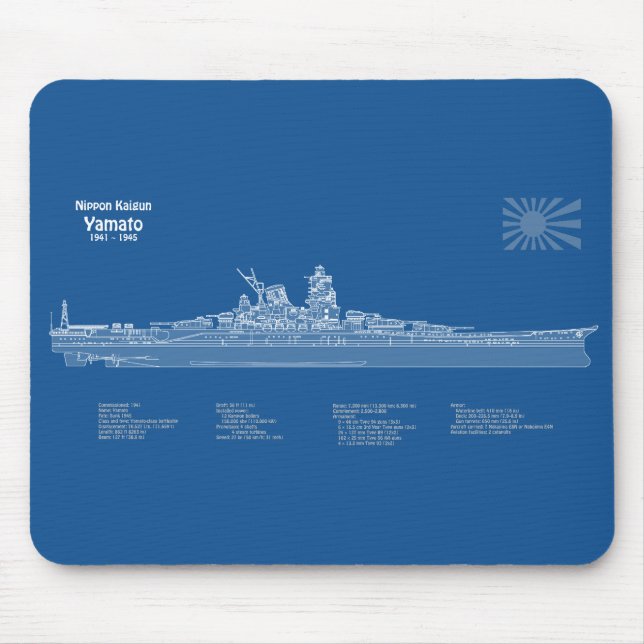 Yamato - Ship Blueprint Plans ABD Mouse Mat (Front)