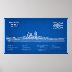 Yamato - Ship Blueprint Plans ABD Poster