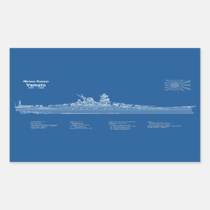 Yamato - Ship Blueprint Plans ABD Rectangular Sticker