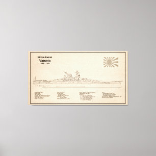 Yamato - Ship Blueprint Plans SD Canvas Print