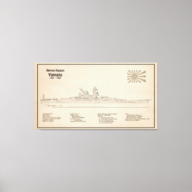 Yamato - Ship Blueprint Plans SD Canvas Print (Front)