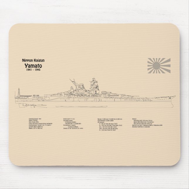Yamato - Ship Blueprint Plans SD Mouse Mat (Front)