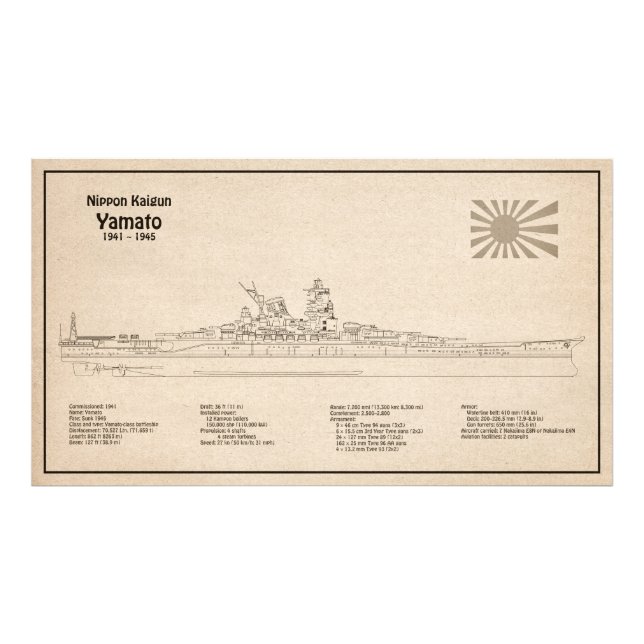 Yamato - Ship Blueprint Plans SD Photo Print (Front)