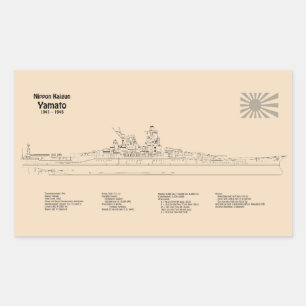 Yamato - Ship Blueprint Plans SD Rectangular Sticker