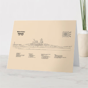 Yamato - Ship Blueprint Plans SD Thank You Card