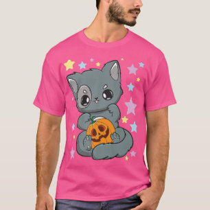 Yami Kawaii Chibi Anime Cat Neko Goth Pumpkin Fair T-Shirt