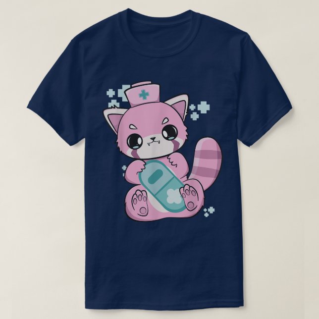 Yami Kawaii Red Panda Nurse Fairy Kei Harajuku Nug T-Shirt (Design Front)