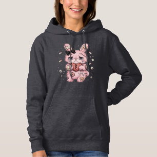 Yami Kawaii Sad Bunny Hoodie - Black Pastel Goth