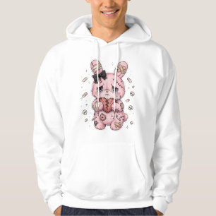 Yami Kawaii Sad Bunny Hoodie - Pastel Goth White