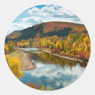 Yampa River In Autumn Classic Round Sticker