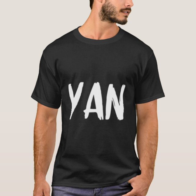 Yan Surname Text Chinese Birthday Or Sports China T-Shirt (Front)