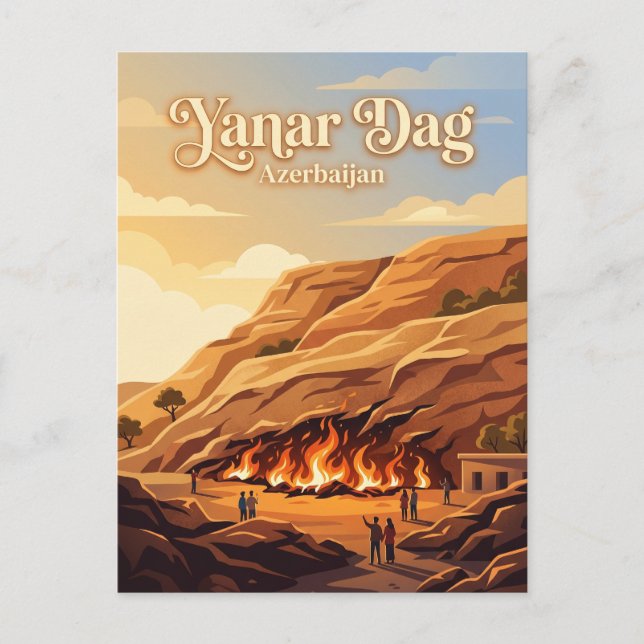 Yanar Dag (Burning Mountain) Azerbaijan Postcard (Front)