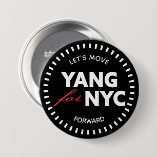 Yang for NYC Let's Move Forward 46yo Dots Black 7.5 Cm Round Badge