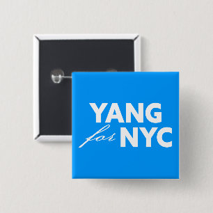 Yang for NYC New York City Mayor Election Blue 15 Cm Square Badge