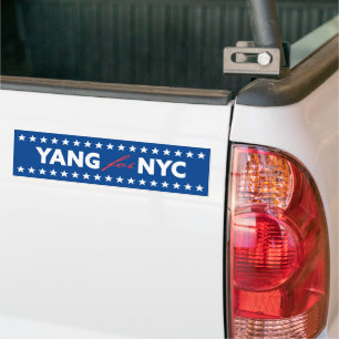 Yang for NYC New York City Mayor Stars Frame Blue Bumper Sticker