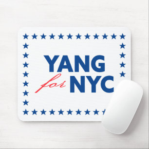 Yang for NYC New York City Mayor Stars Frame White Mouse Mat