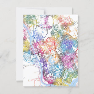 Yangon Myanmar City Map Postcard