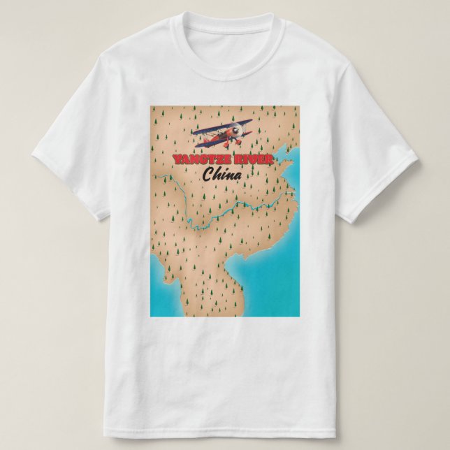 Yangtze river China map poster T-Shirt (Design Front)